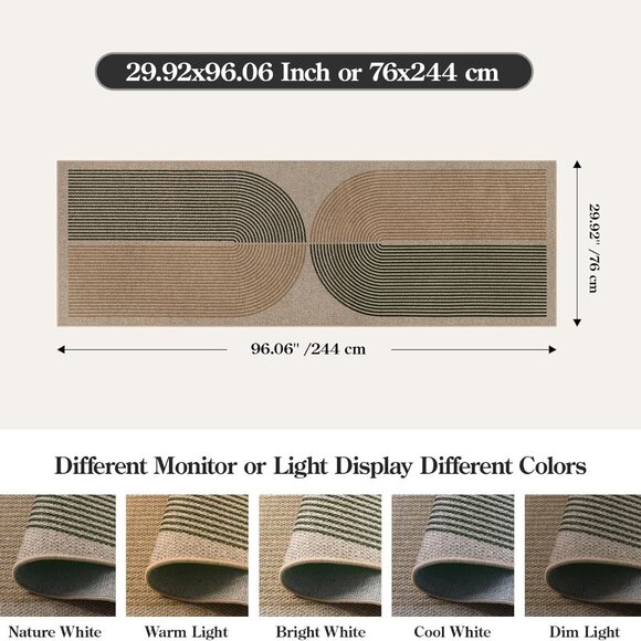 New Modern Rainbow Easy Jute Rug, 2x8 Hallway Runner Washable Rugs for Entryway - Picture 7 of 7